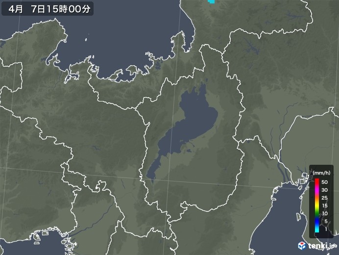 滋賀県の雨雲レーダー(2019年04月07日)