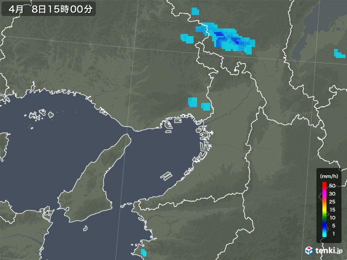 大阪府の雨雲レーダー(2019年04月08日)