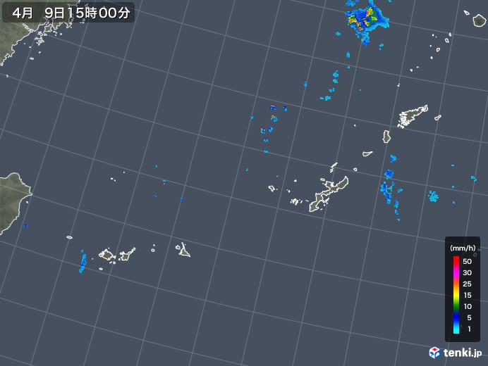 沖縄地方の雨雲レーダー(2019年04月09日)