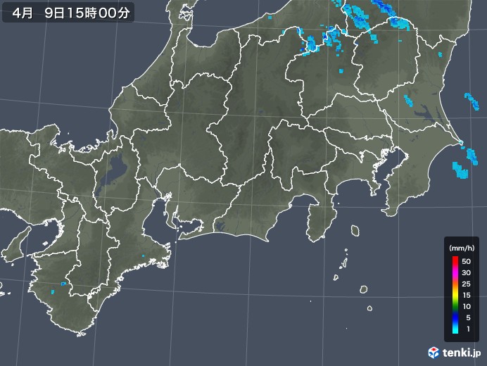 東海地方の雨雲レーダー(2019年04月09日)