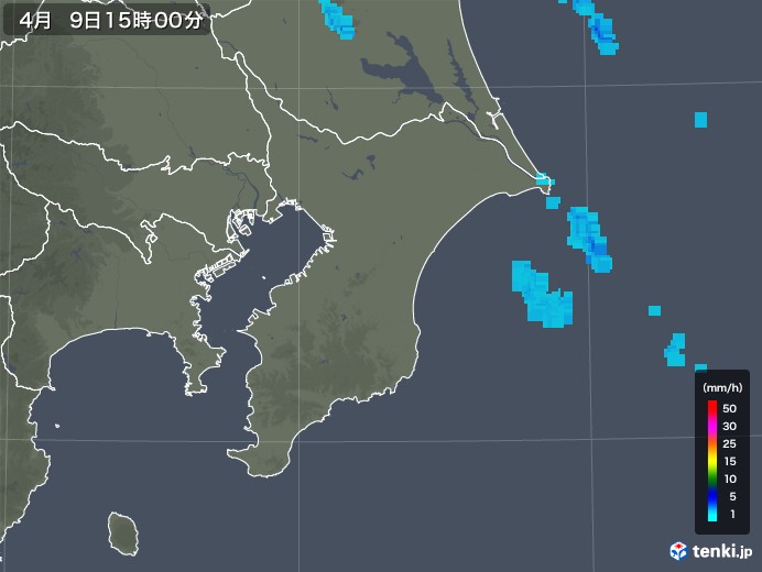 千葉県の雨雲レーダー(2019年04月09日)