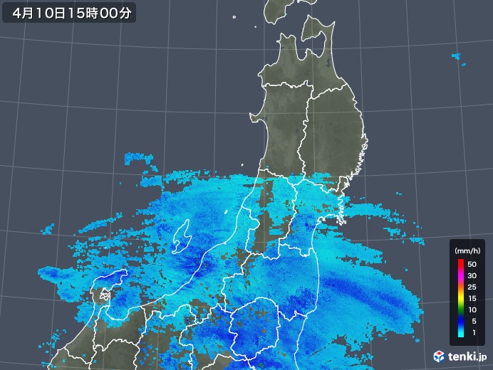 東北地方の雨雲レーダー(2019年04月10日)