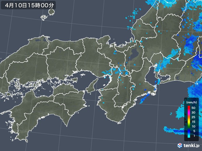 近畿地方の雨雲レーダー(2019年04月10日)