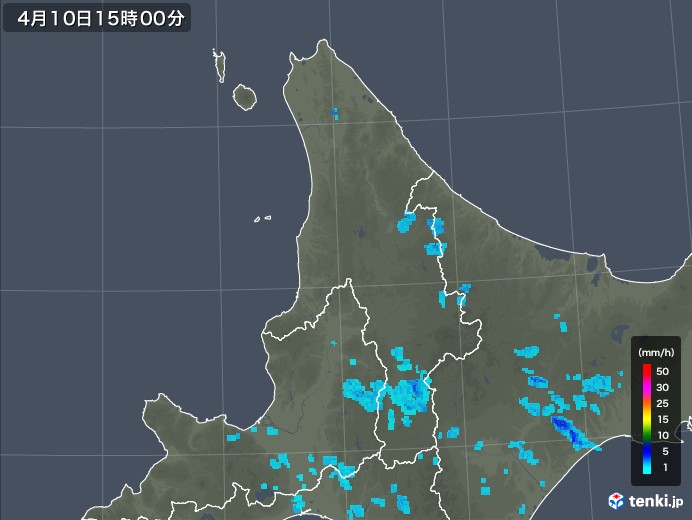 道北の雨雲レーダー(2019年04月10日)