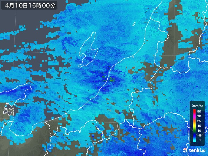 新潟県の雨雲レーダー(2019年04月10日)