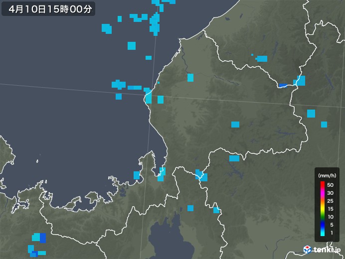 福井県の雨雲レーダー(2019年04月10日)