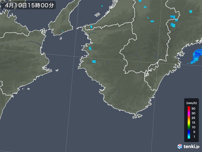 和歌山県の雨雲レーダー(2019年04月10日)