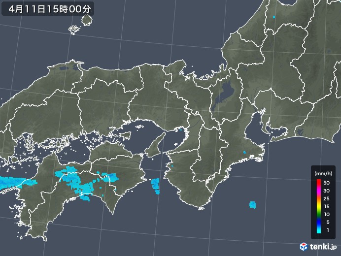 近畿地方の雨雲レーダー(2019年04月11日)