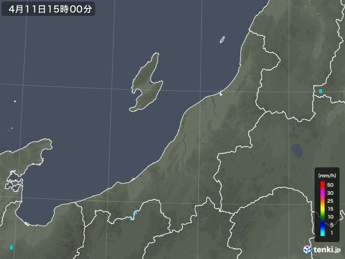 新潟県の雨雲レーダー(2019年04月11日)