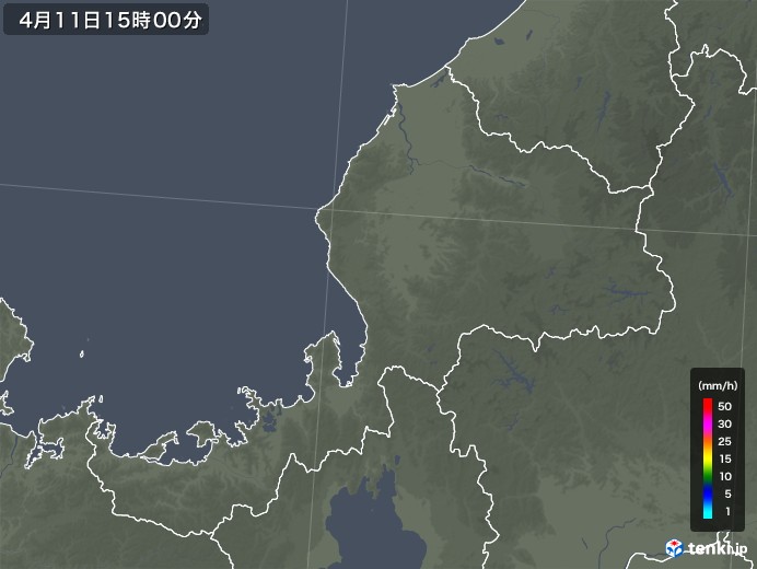 福井県の雨雲レーダー(2019年04月11日)