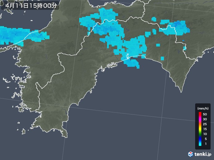 高知県の雨雲レーダー(2019年04月11日)