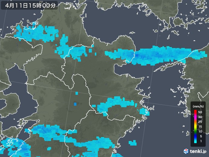 大分県の雨雲レーダー(2019年04月11日)
