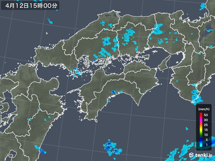 四国地方の雨雲レーダー(2019年04月12日)