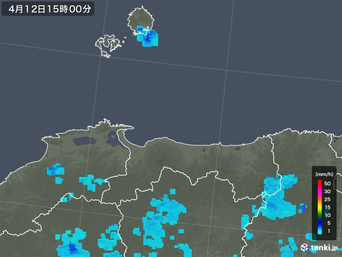 鳥取県の雨雲レーダー(2019年04月12日)