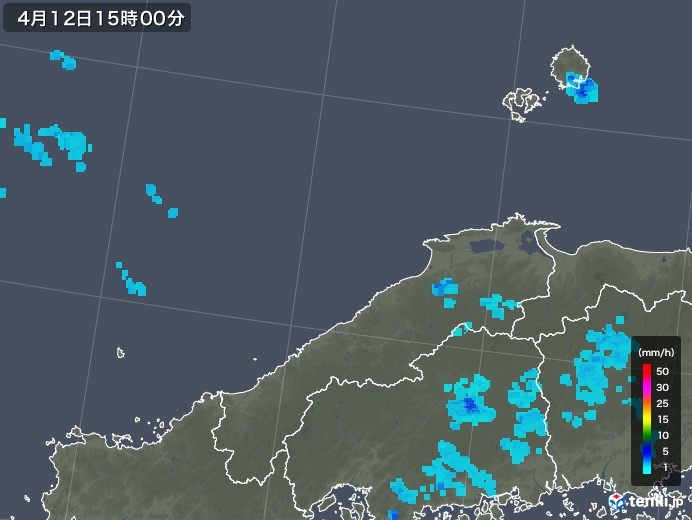 島根県の雨雲レーダー(2019年04月12日)