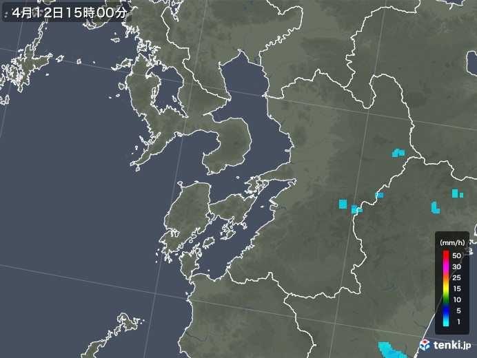 熊本県の雨雲レーダー(2019年04月12日)