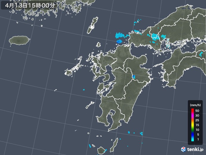 九州地方の雨雲レーダー(2019年04月13日)