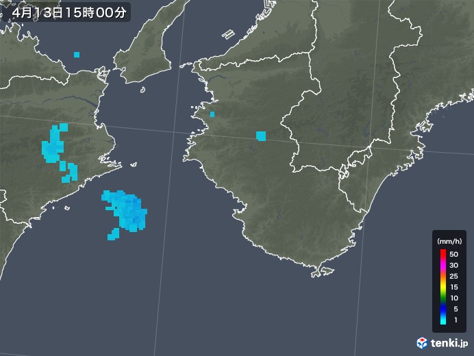 和歌山県の雨雲レーダー(2019年04月13日)