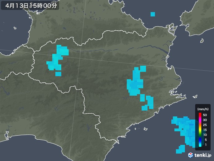 徳島県の雨雲レーダー(2019年04月13日)
