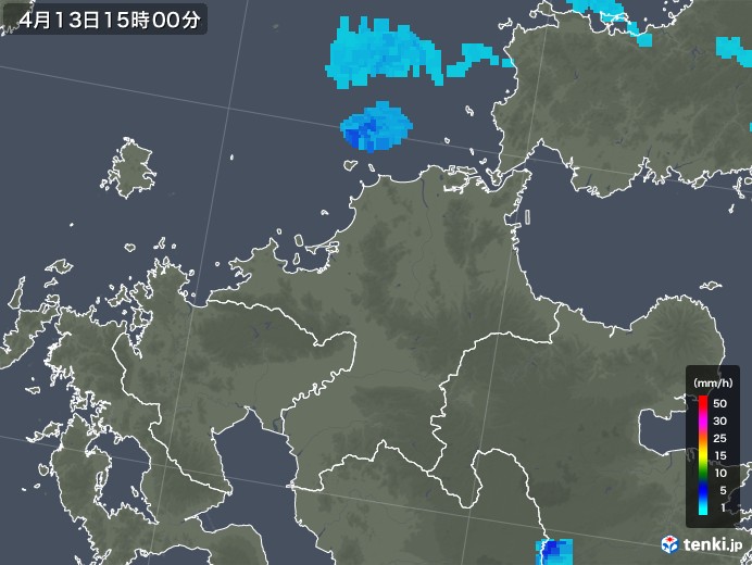福岡県の雨雲レーダー(2019年04月13日)