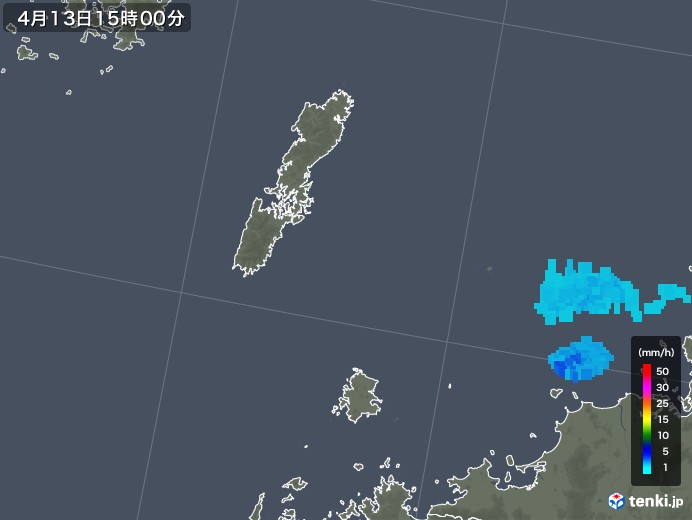 壱岐・対馬(長崎県)の雨雲レーダー(2019年04月13日)