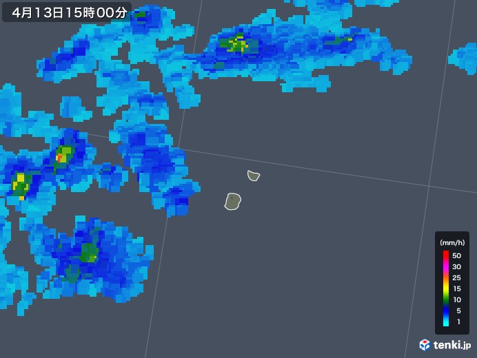 南大東島(沖縄県)の雨雲レーダー(2019年04月13日)