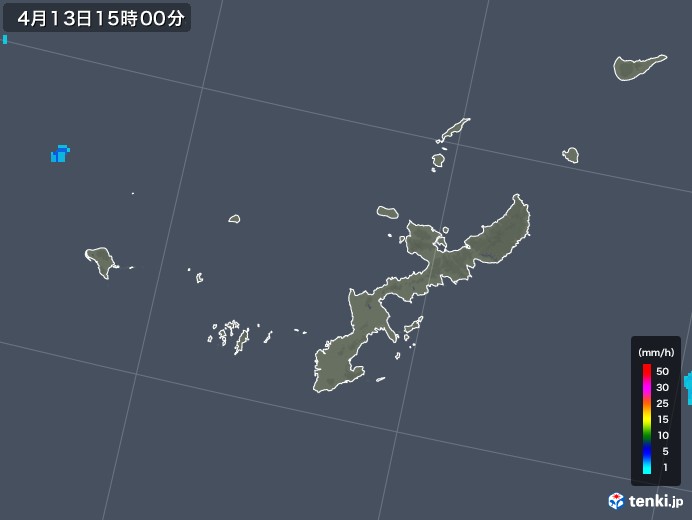 沖縄県の雨雲レーダー(2019年04月13日)