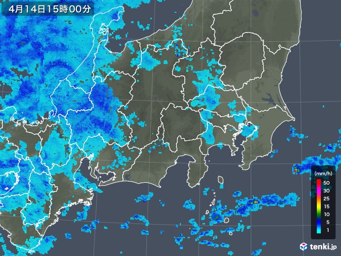 関東・甲信地方の雨雲レーダー(2019年04月14日)