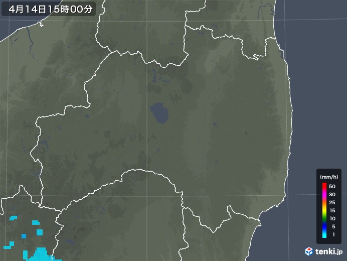 福島県の雨雲レーダー(2019年04月14日)