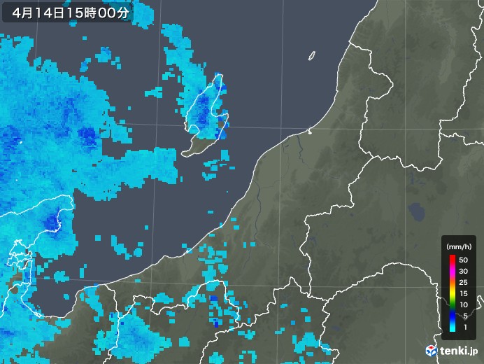 新潟県の雨雲の動き(2019年04月14日)