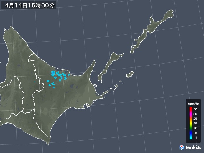 道東の雨雲レーダー(2019年04月14日)