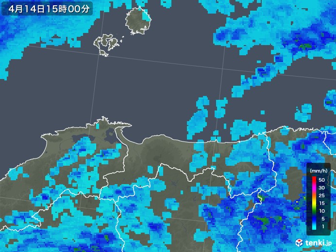 鳥取県の雨雲レーダー(2019年04月14日)