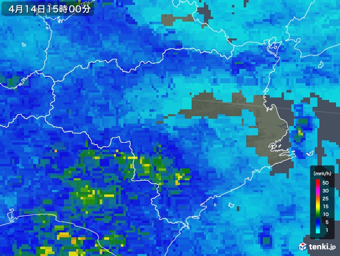 徳島県の雨雲レーダー(2019年04月14日)