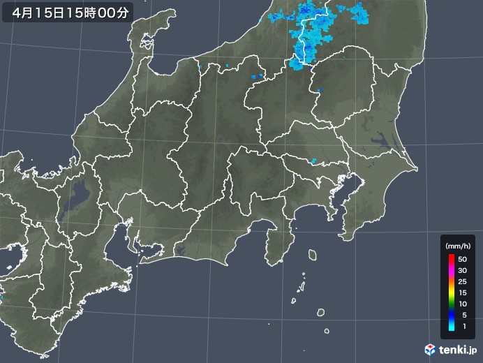 関東・甲信地方の雨雲レーダー(2019年04月15日)
