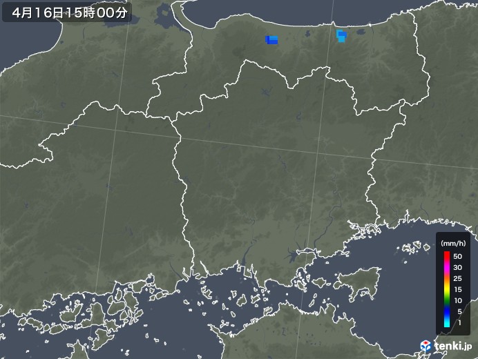 岡山県の雨雲レーダー(2019年04月16日)