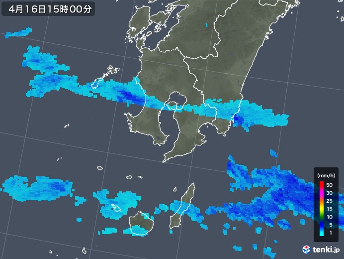 鹿児島県の雨雲レーダー(2019年04月16日)