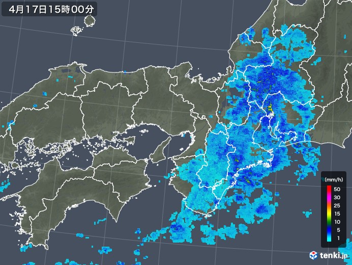 近畿地方の雨雲レーダー(2019年04月17日)