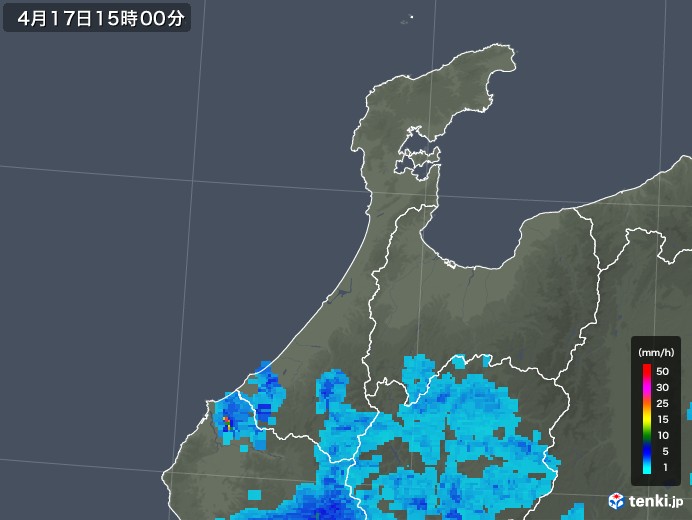 石川県の雨雲レーダー(2019年04月17日)