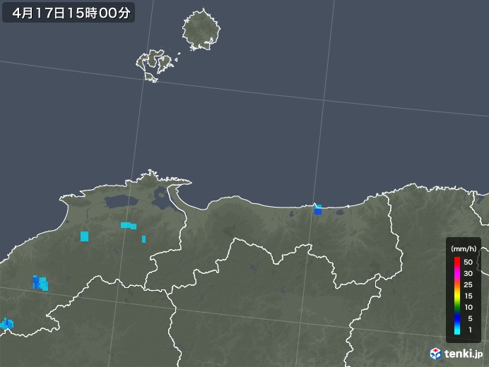 鳥取県の雨雲レーダー(2019年04月17日)