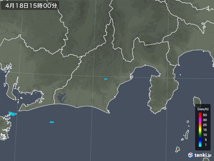 静岡県の雨雲レーダー(2019年04月18日)