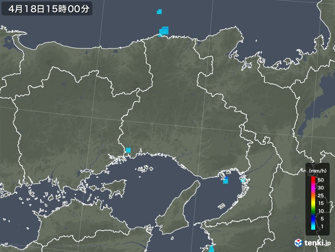 兵庫県の雨雲レーダー(2019年04月18日)