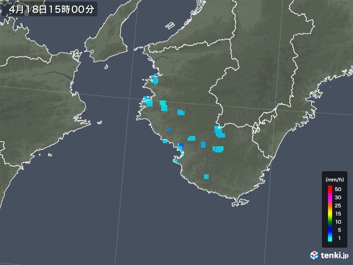 和歌山県の雨雲レーダー(2019年04月18日)