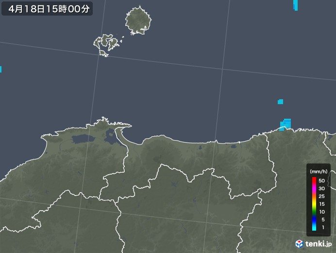 鳥取県の雨雲レーダー(2019年04月18日)