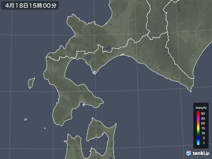 道南の雨雲レーダー(2019年04月18日)