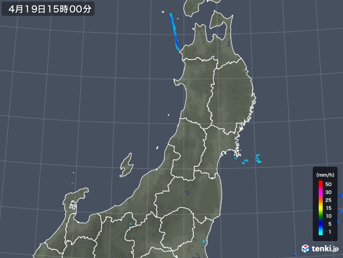 東北地方の雨雲レーダー(2019年04月19日)