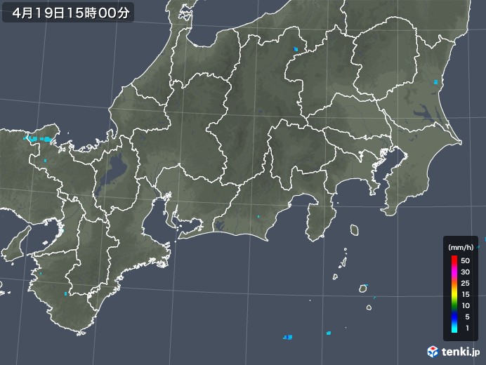 東海地方の雨雲レーダー(2019年04月19日)