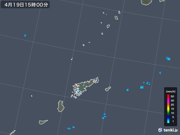 奄美諸島(鹿児島県)の雨雲レーダー(2019年04月19日)