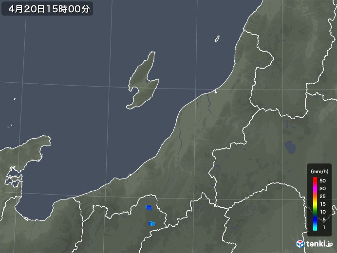 新潟県の雨雲レーダー(2019年04月20日)