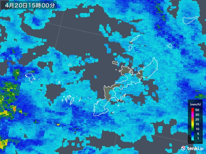 沖縄県の雨雲レーダー(2019年04月20日)