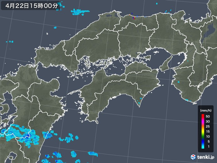四国地方の雨雲レーダー(2019年04月22日)